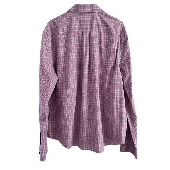 Jos A Bank Traveler Slim Fit Button Up Shirt magenta Plaid Long Sleeve Men’s XXL - Picture 2 of 7